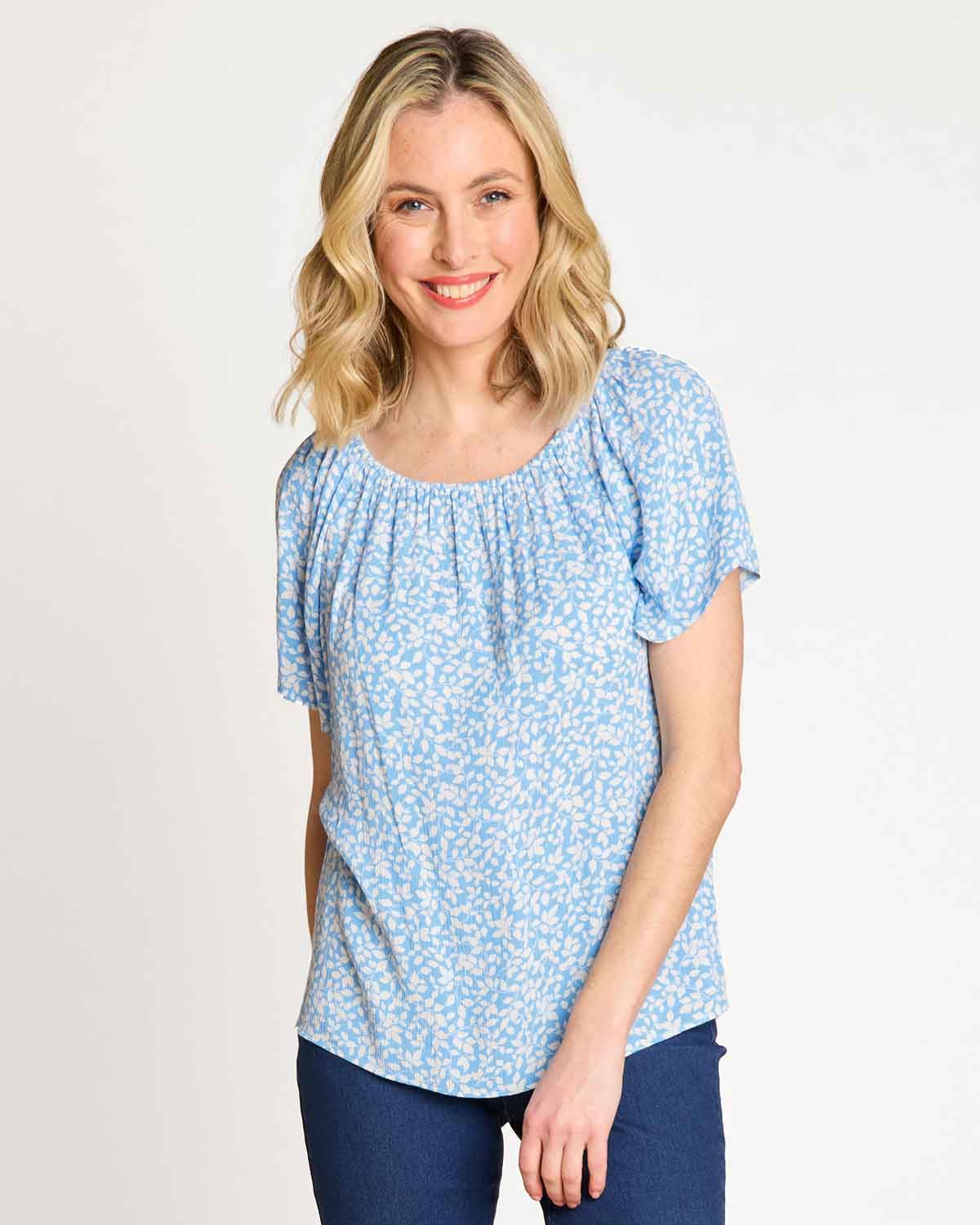 Alicia Floral Cotton Short Sleeved Top - The Classic Boutique