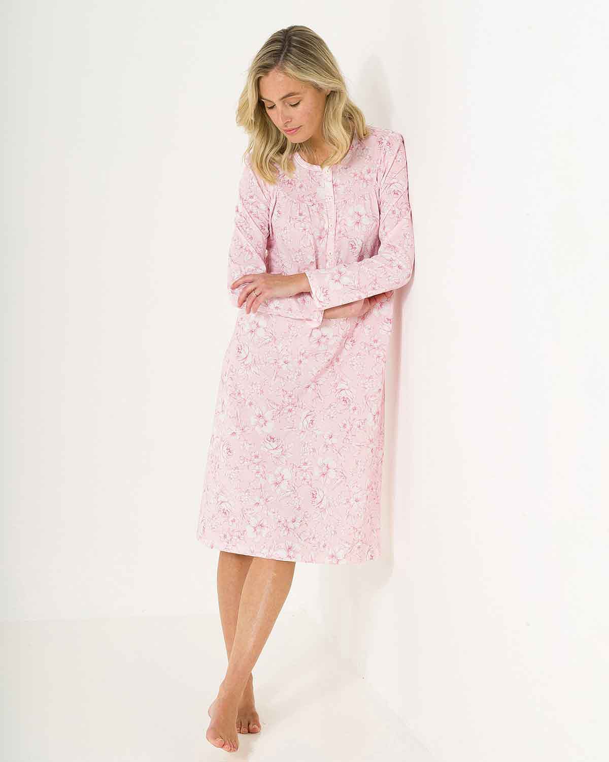 Valerie Floral Pure Cotton Long Sleeve Nightdress - The Classic Boutique