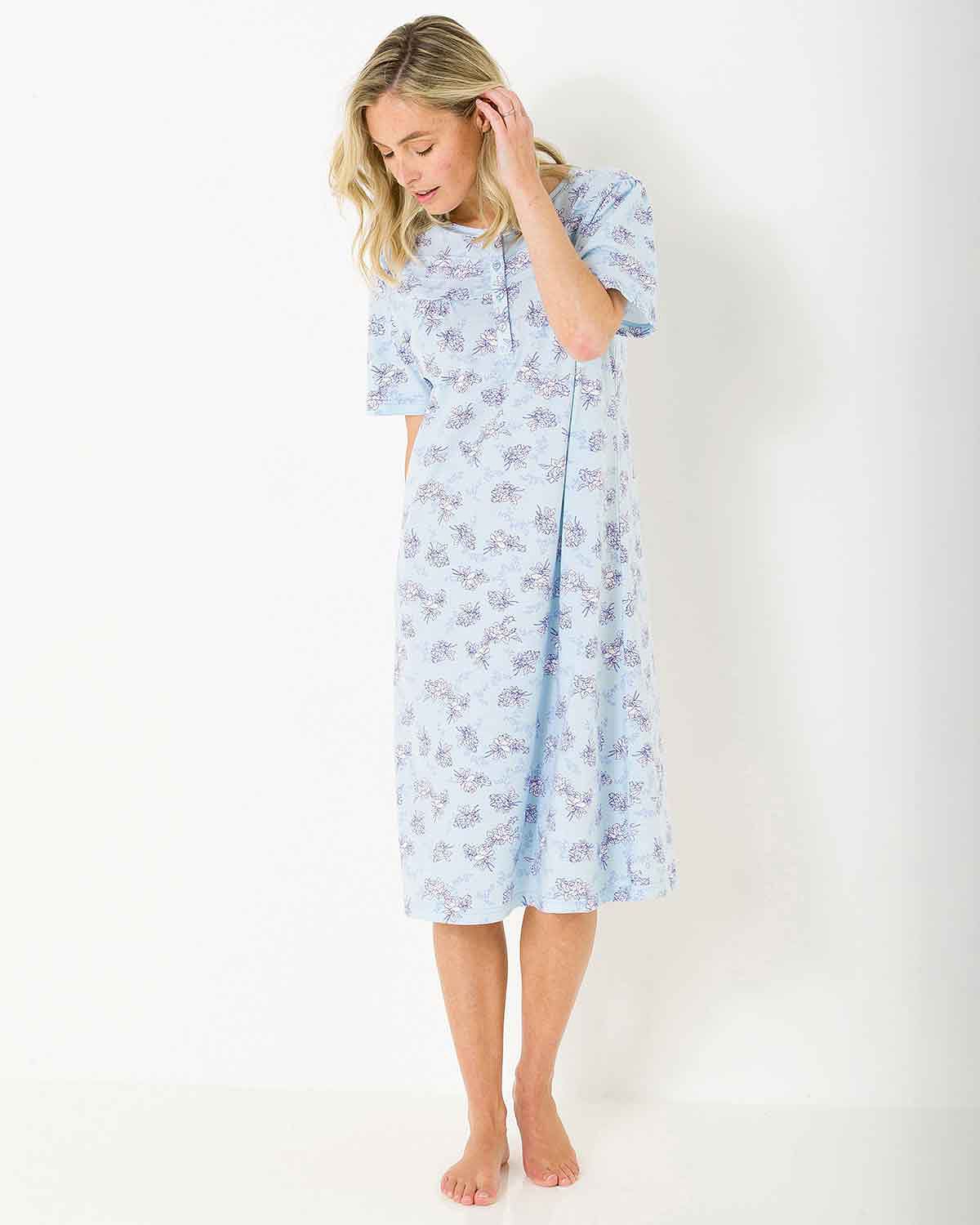 Camila Floral Pure Cotton Short Sleeve Nightdress - The Classic Boutique