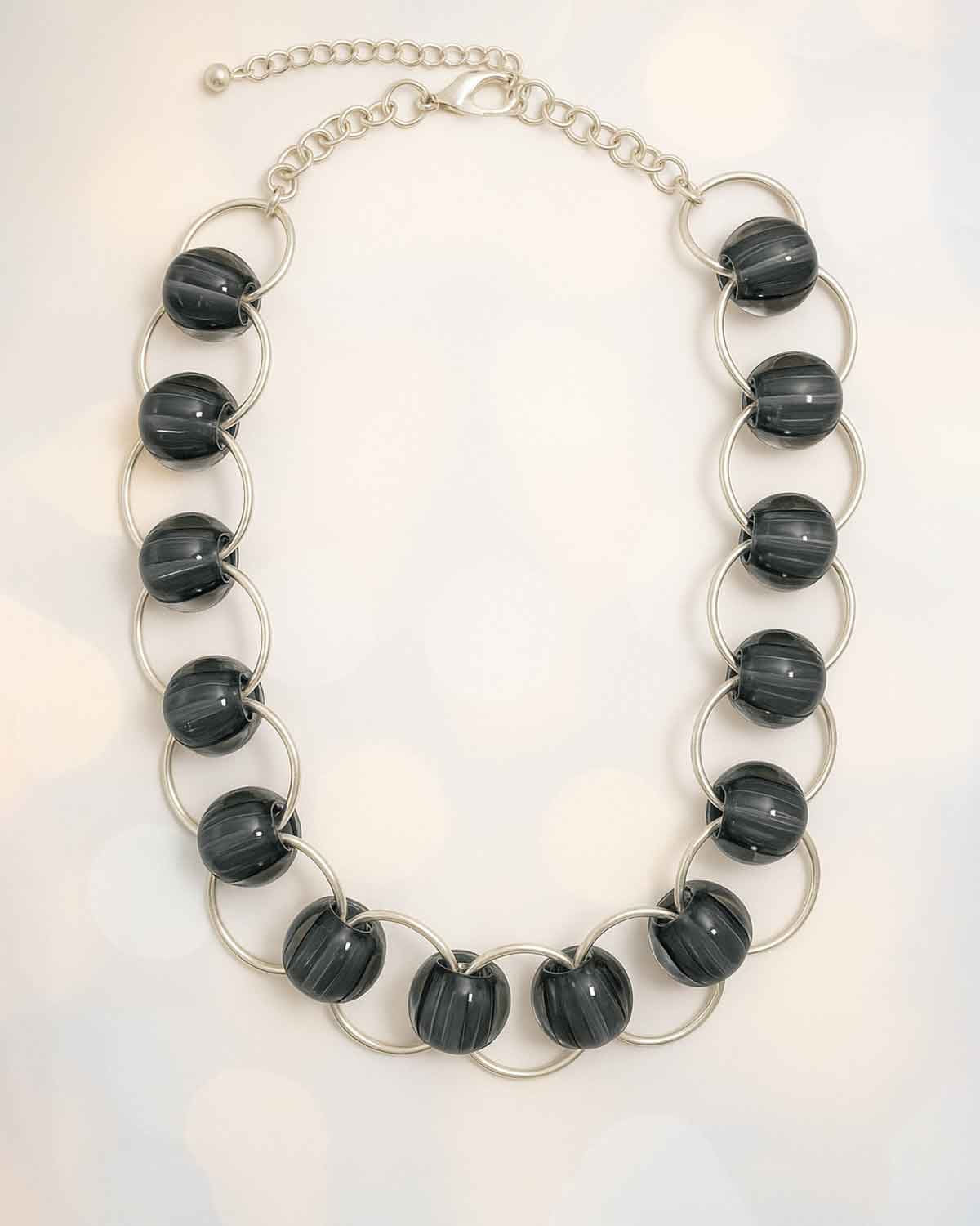 Statement Beaded Silver Effect Ladies Necklace - The Classic Boutique