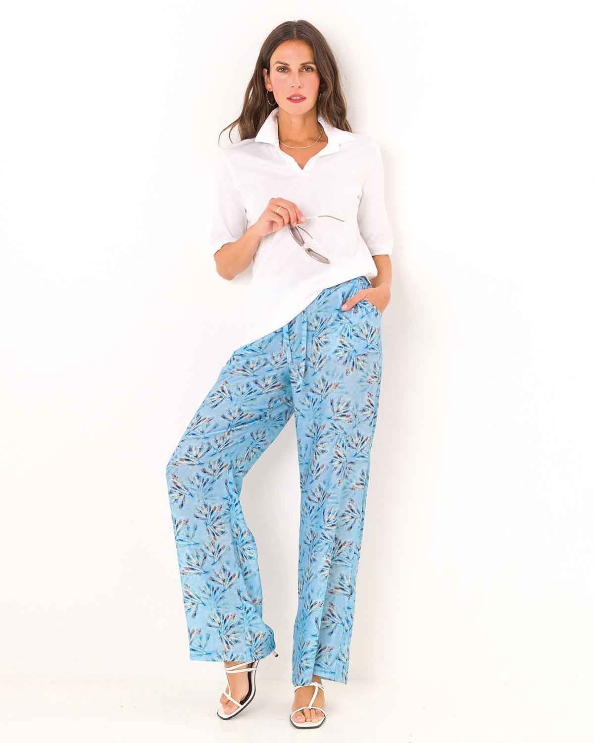 Tatum Patterned Viscose Mix Pull On Trousers - The Classic Boutique