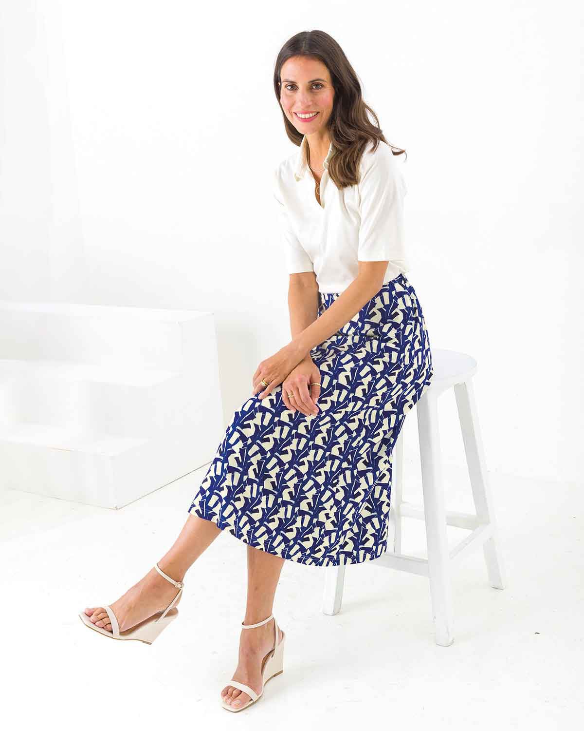 Viviana Patterned Viscose A Line Lined Skirt - The Classic Boutique
