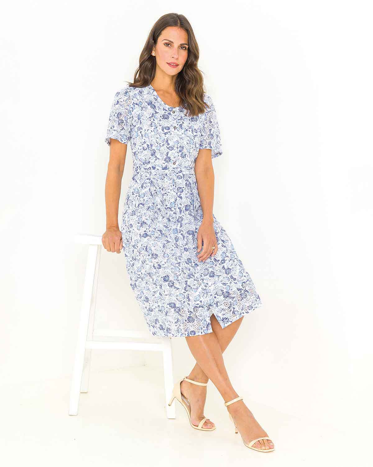 Joyce Patterned Cotton Short Sleeve Lined Dress - The Classic Boutique