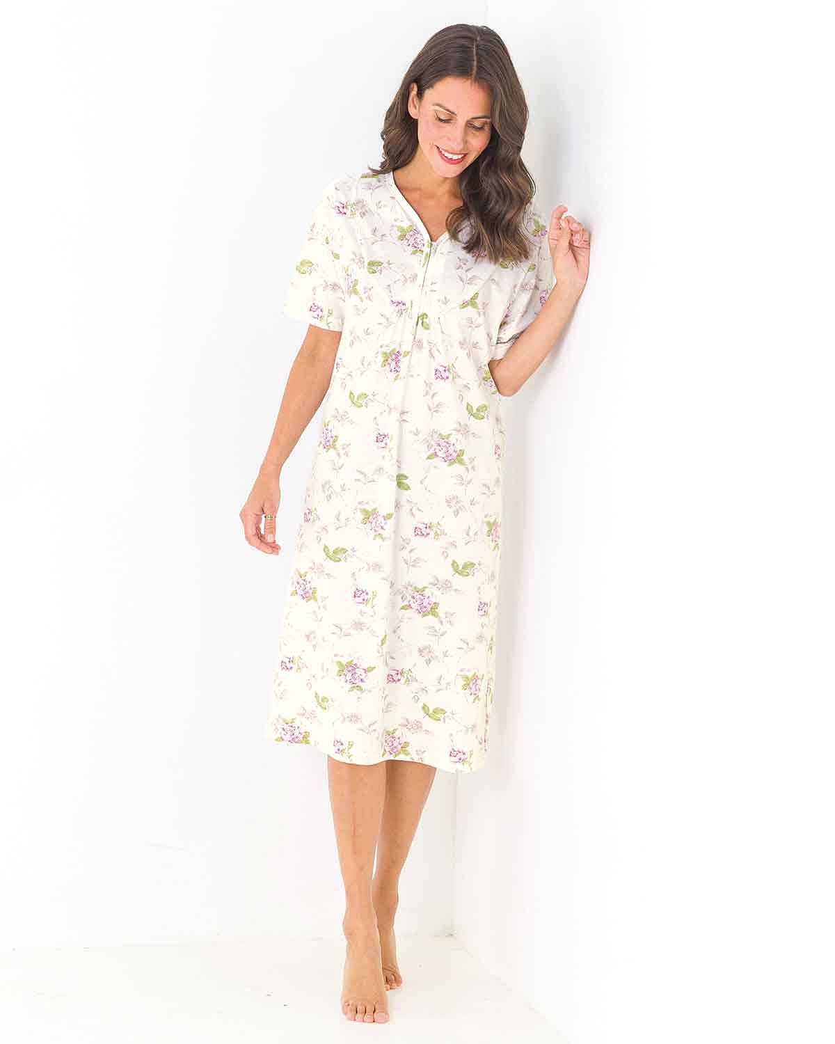 Angelina Short Sleeve Cotton Nightdress - The Classic Boutique