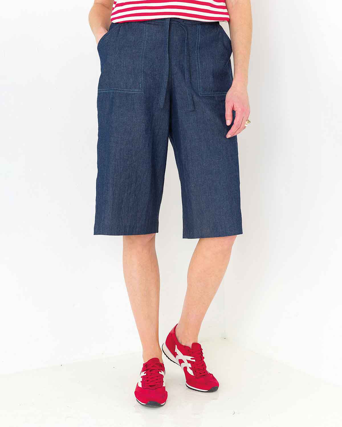 Tamara Navy Pure Cotton Pull On Shorts - The Classic Boutique