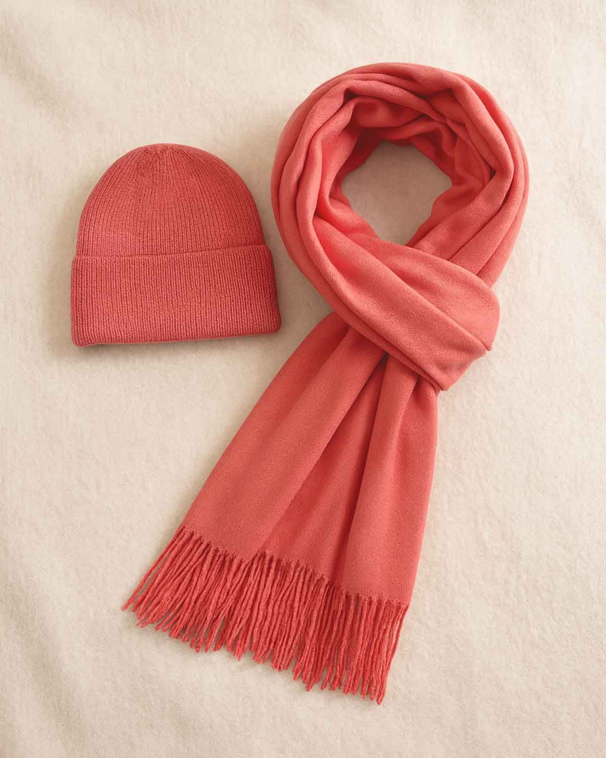 Hat & Oversized Scarf Set  - Pink - The Classic Boutique