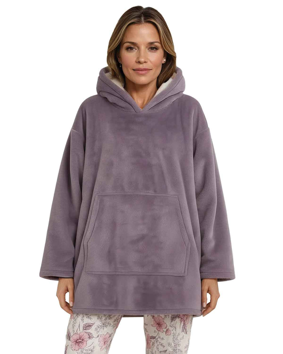 Ladies Lilac Fleece Pullover Style Blanket Hoodie - The Classic Boutique