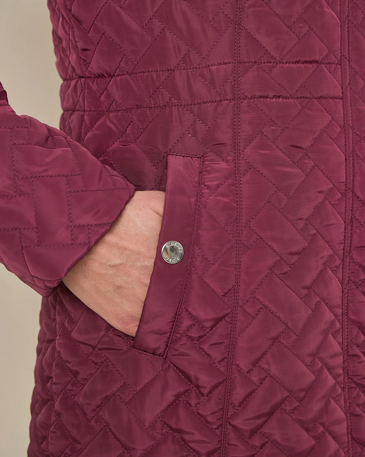 Ursula Quilted Showerproof 3/4 Length Coat - Claret
