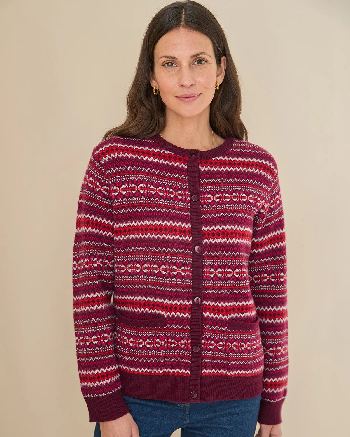 Vera Fairisle Design Pure Lambswool Cardigan