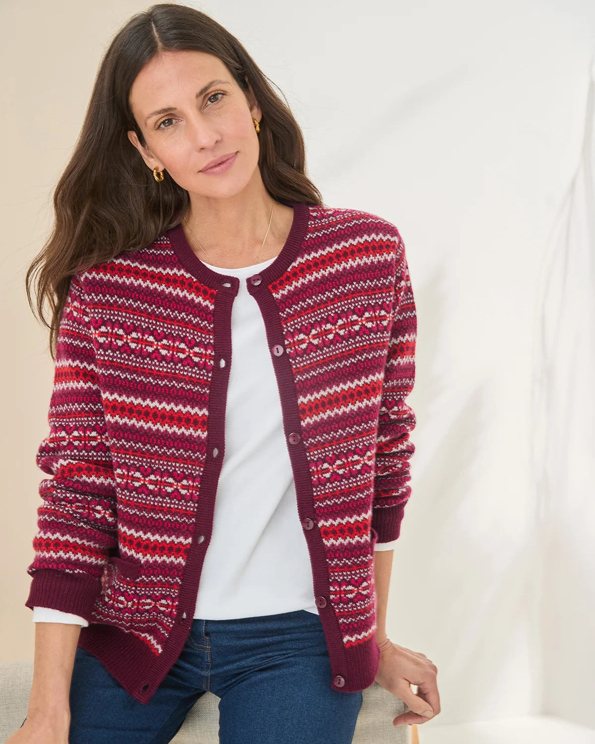 Vera Fairisle Design Pure Lambswool Cardigan