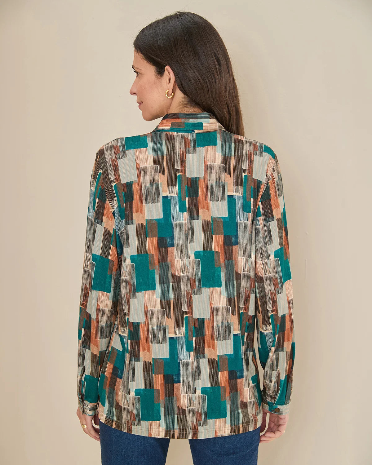 Winona Patterned Viscose  Mix Long Sleeve Blouse