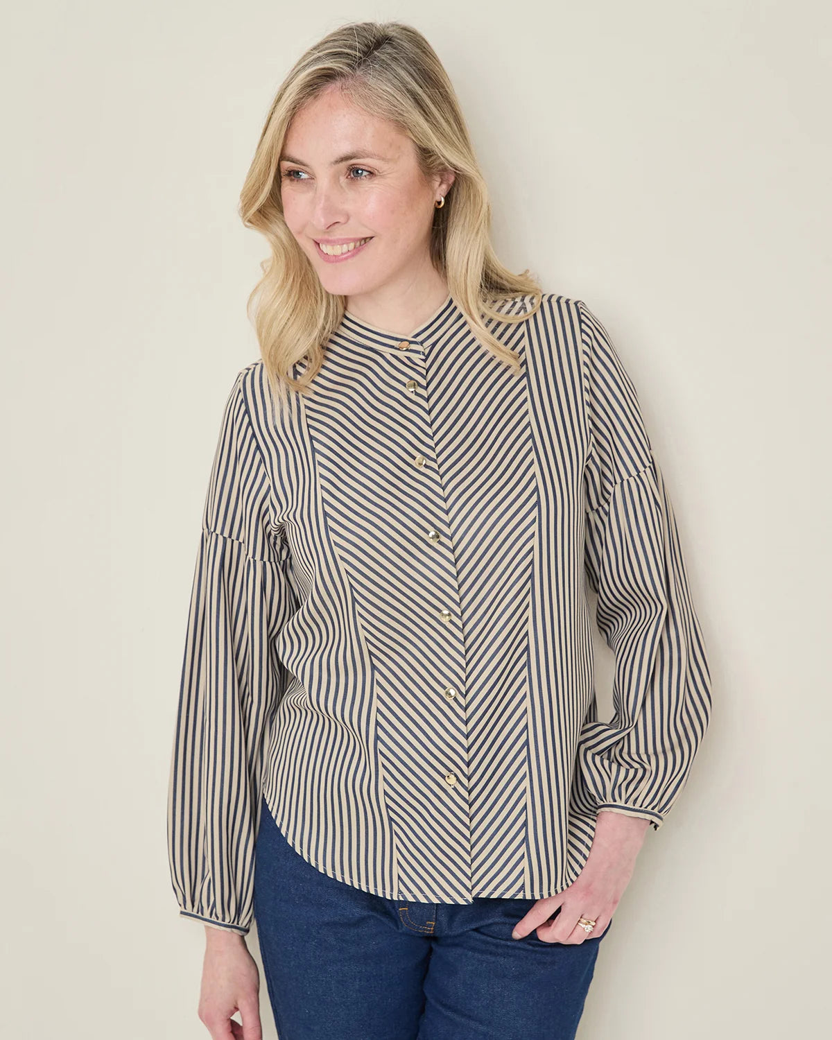 Wren Lyocell Long Sleeved Striped Blouse