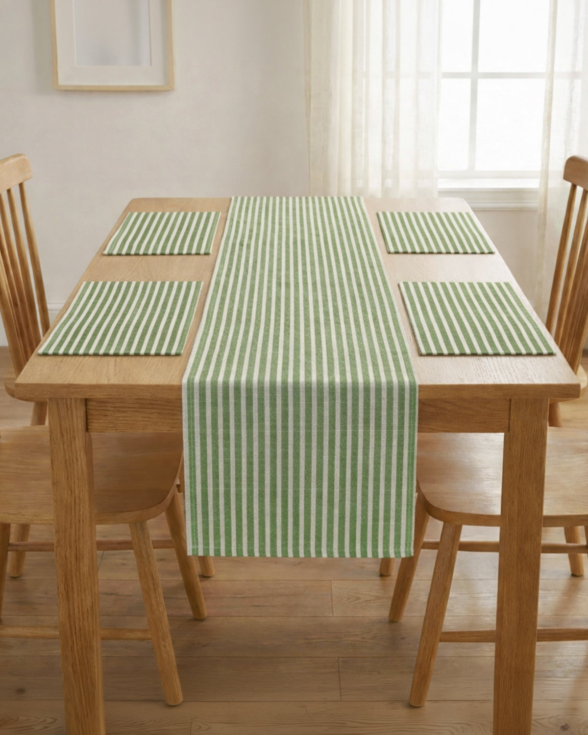Striped Table Runner & Placemats - Green