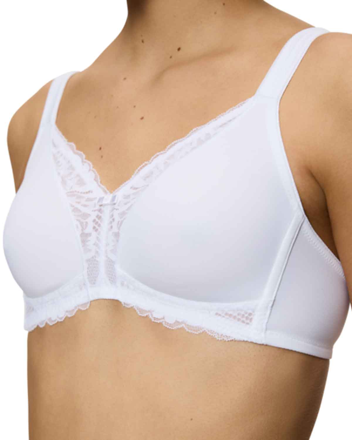 Triumph Modern Underwired Lace+Cotton Bra - White