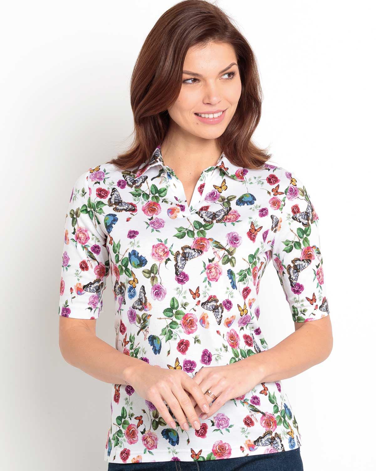 Sabrina Multi Coloured Pure Cotton Polo - Image 1 - The Classic Boutique