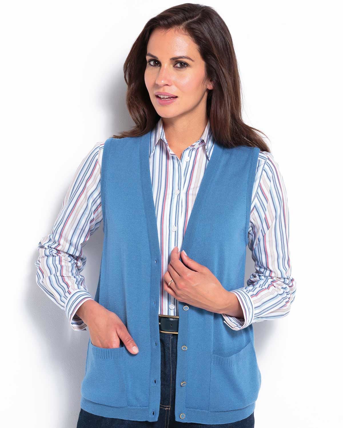 Merino Waistcoat - Bluebell - The Classic Boutique