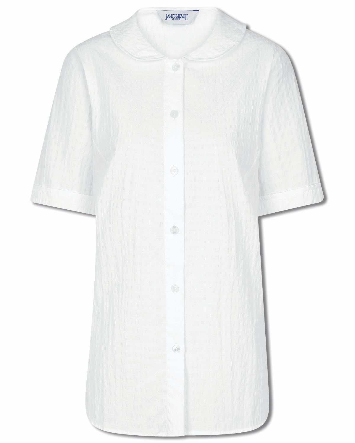 Tina White Cotton Rich Seersucker Blouse - White - Image 2 - The Classic Boutique