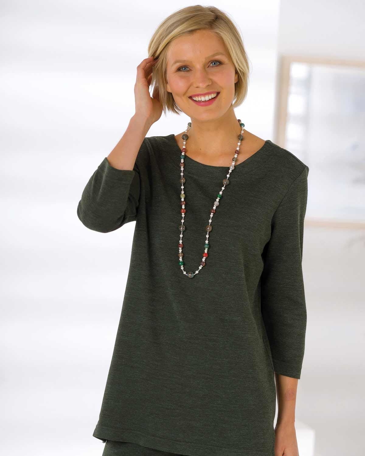 Wool Blend Tunic - Moss Green - The Classic Boutique
