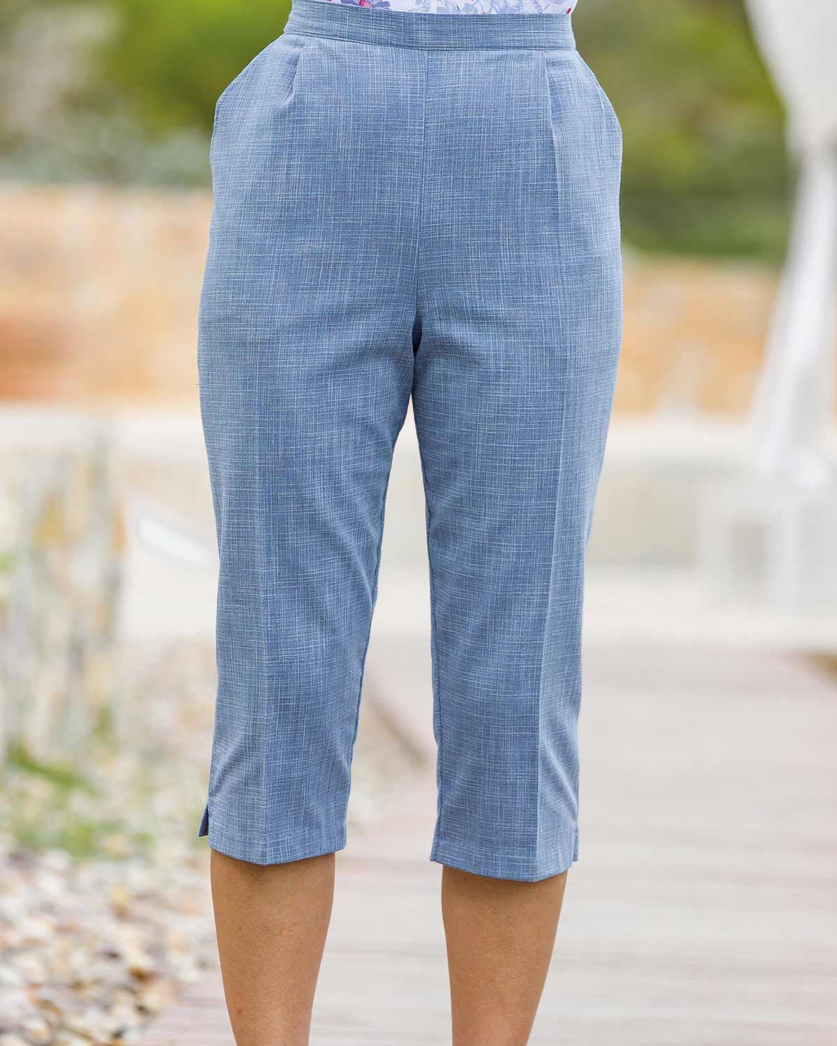 Polly Crop Trousers - Blue - The Classic Boutique